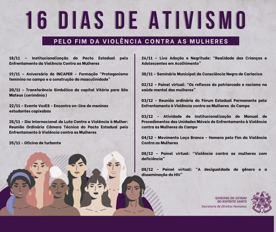 SEDH - Confira A Programação Da Campanha ‘16 Dias De Ativismo Pelo Fim ...